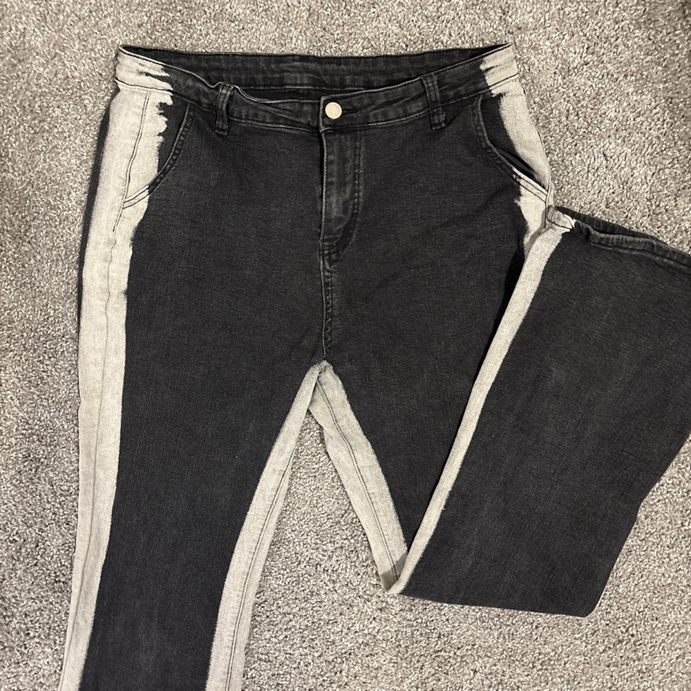 Two-Tone Black and Gray Women Jeans